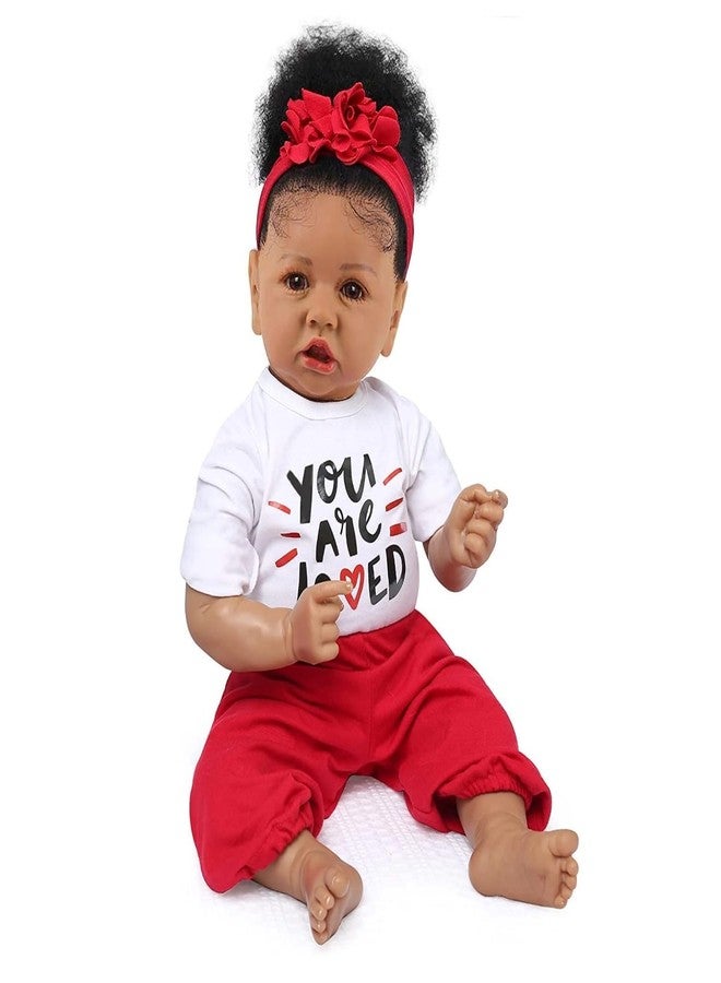 KSBD Realistic Reborn Baby Doll Black Girl - 20 Inch Lifelike Real Life African American Newborn Doll with Soft Body Gift Set for Kids Age 3+ - Image 1